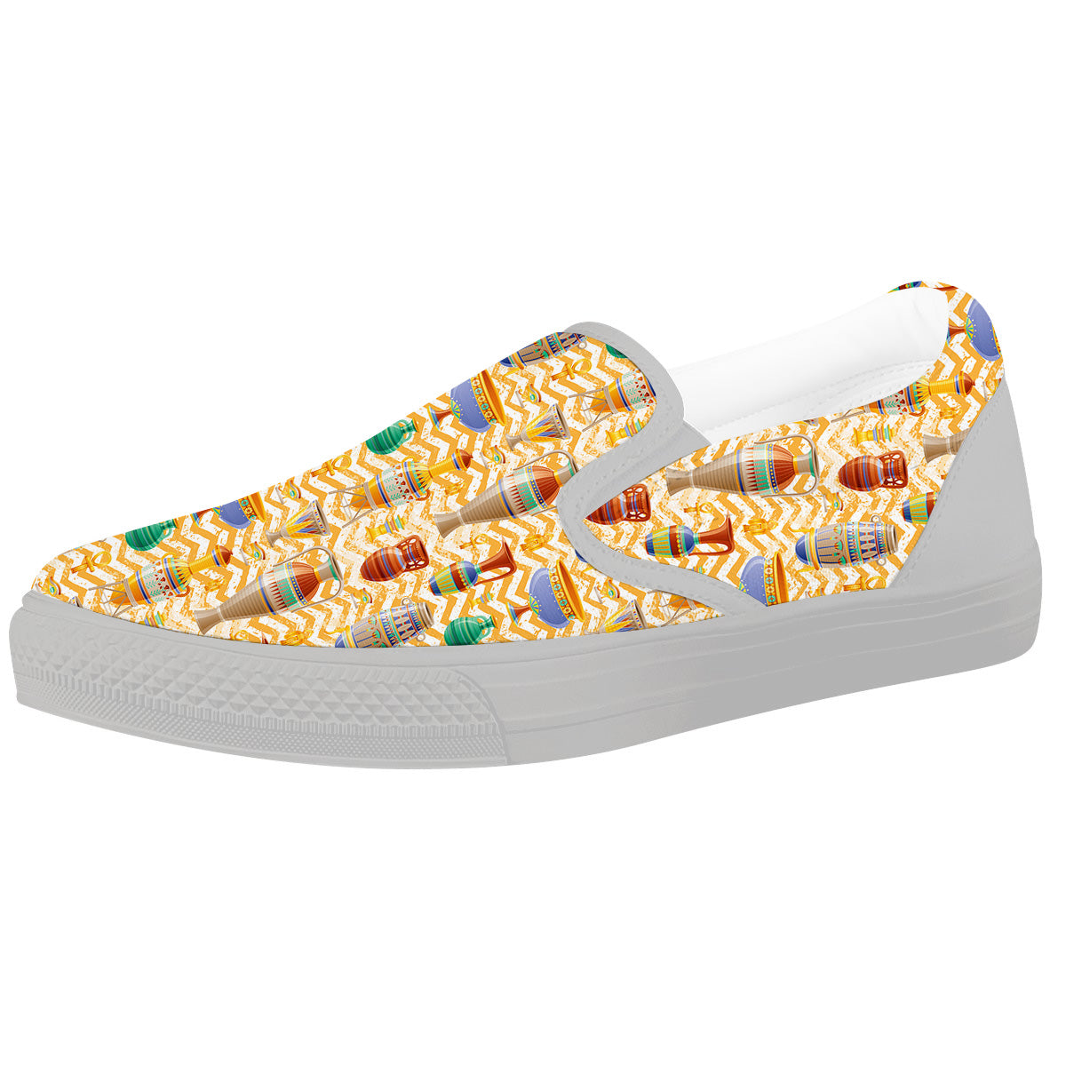 Vase And Pottery Ancient Egyptian Print Pattern White Slip On Shoes-grizzshop
