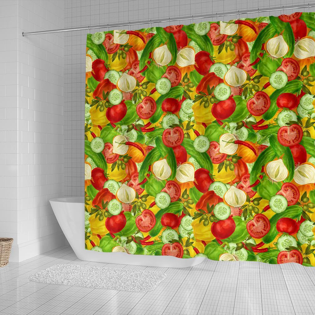 Vegan Colorful Pattern Print Bathroom Shower Curtain-grizzshop