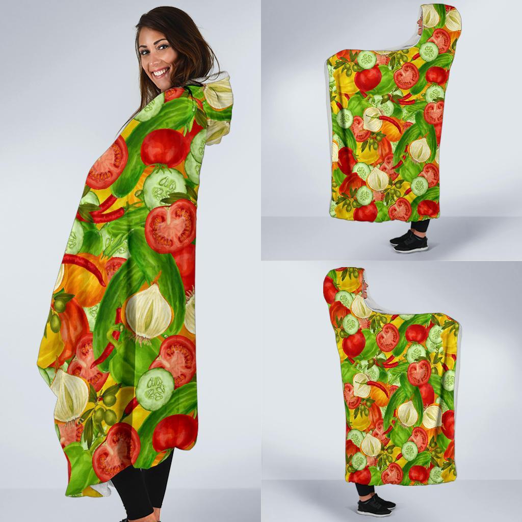 Vegan Colorful Pattern Print Hooded Blanket-grizzshop
