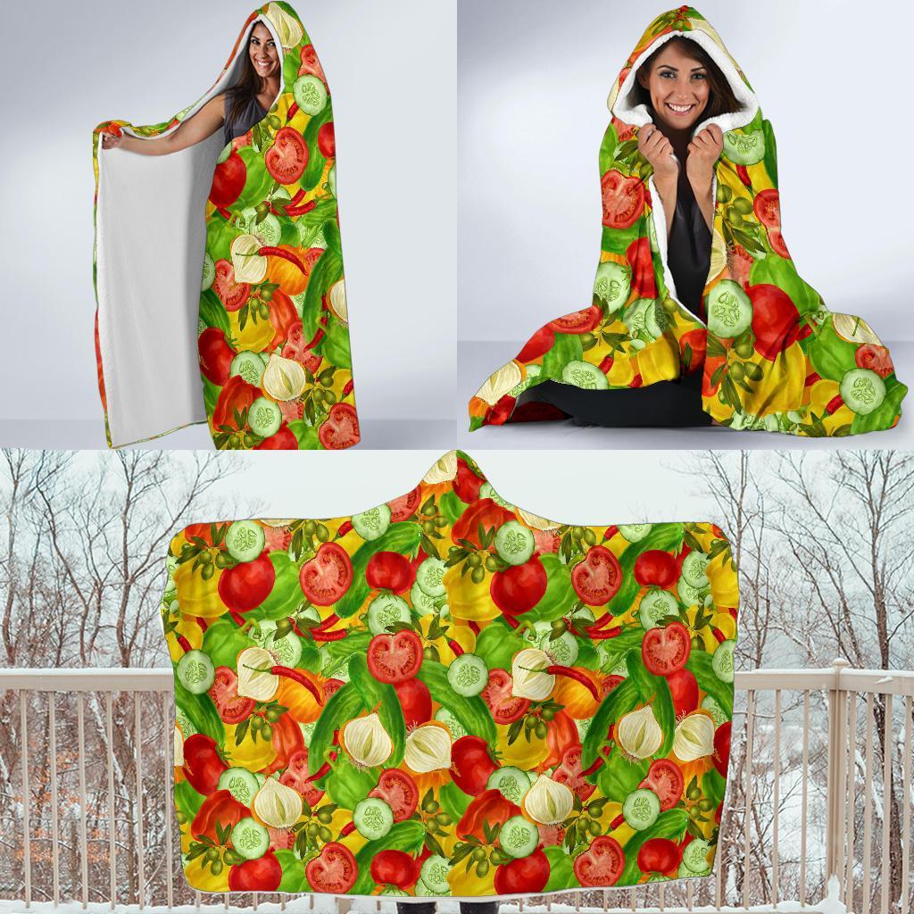 Vegan Colorful Pattern Print Hooded Blanket-grizzshop