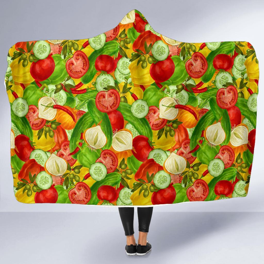 Vegan Colorful Pattern Print Hooded Blanket-grizzshop