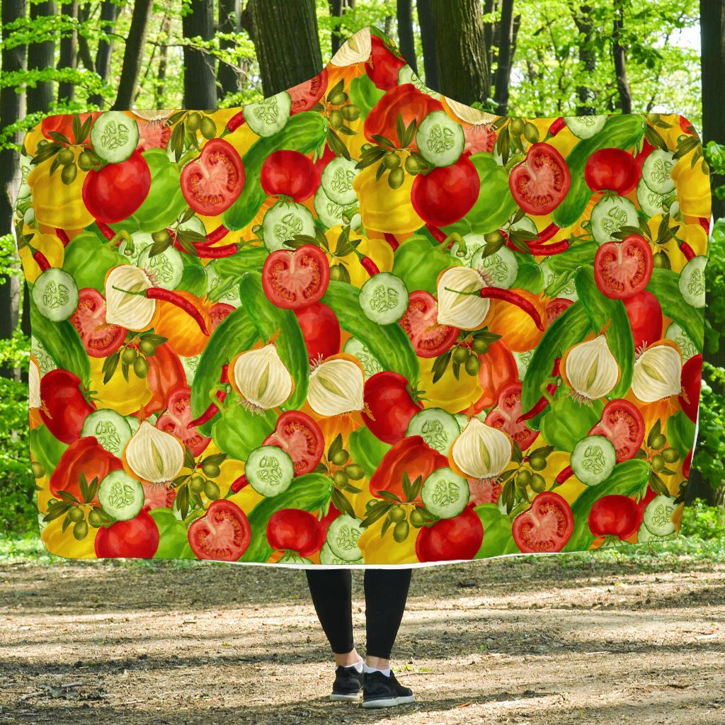 Vegan Colorful Pattern Print Hooded Blanket-grizzshop