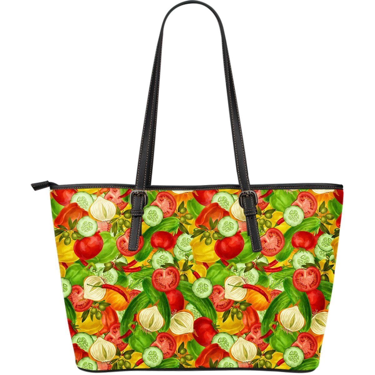 Vegan Colorful Pattern Print Leather Tote Bag-grizzshop