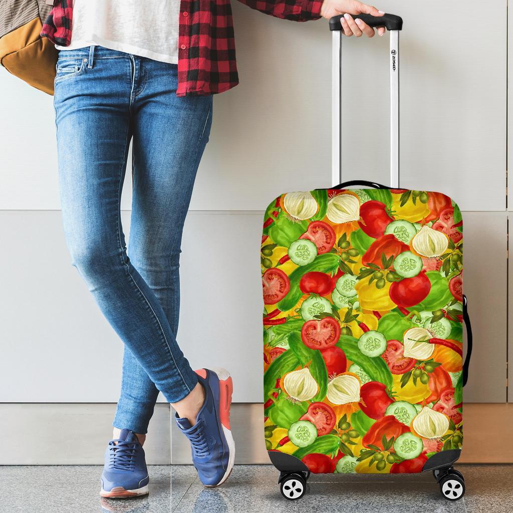 Vegan Colorful Pattern Print Luggage Cover Protector-grizzshop