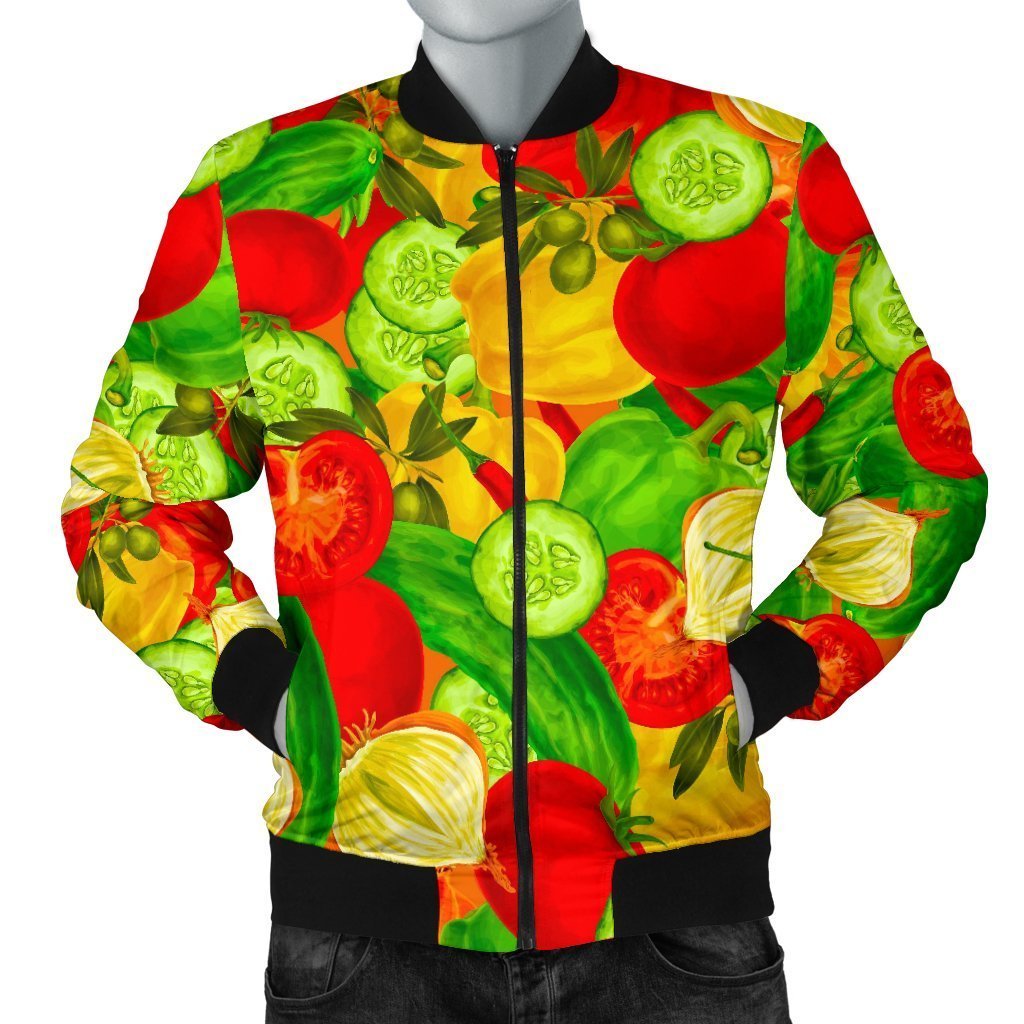 Vegan Colorful Pattern Print Men's Bomber Jacket-grizzshop