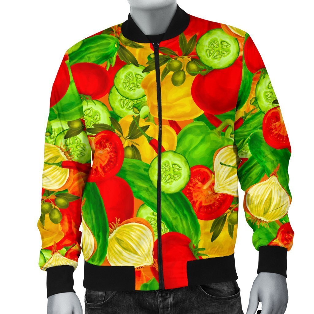 Vegan Colorful Pattern Print Men's Bomber Jacket-grizzshop