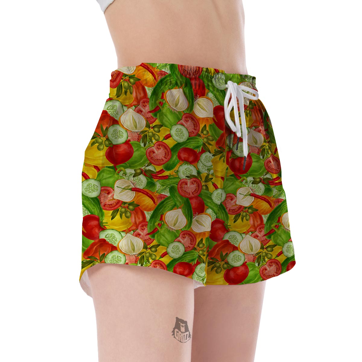 Vegan Colorful Pattern Print Women's Shorts-grizzshop