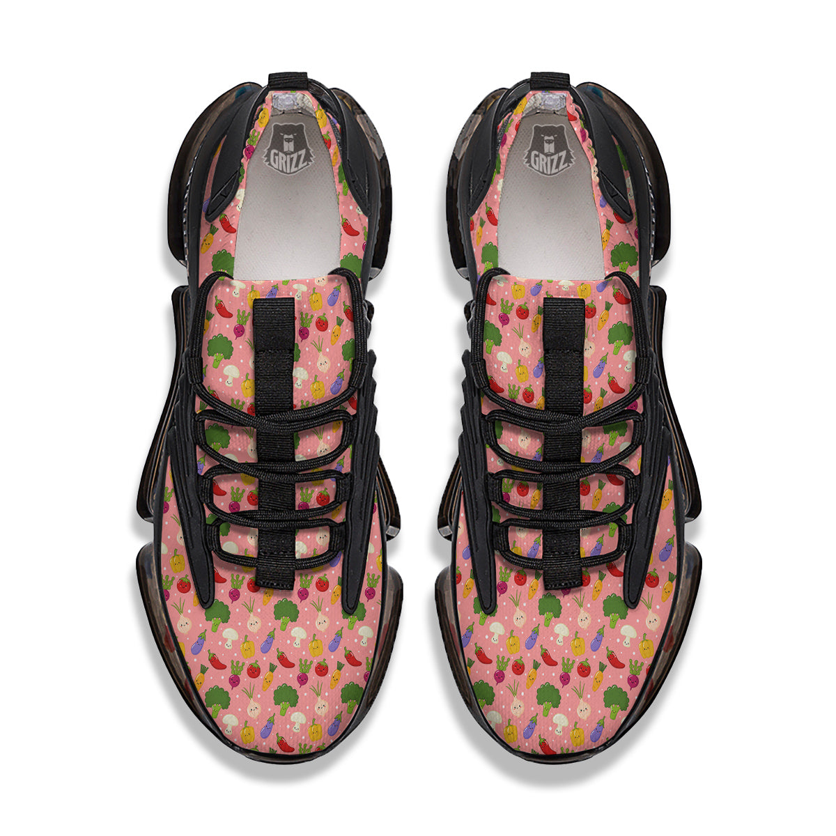 Vegan Cute Print Pattern Black Gym Shoes-grizzshop
