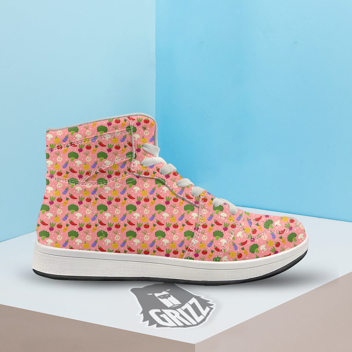 Vegan Cute Print Pattern High Top Sneakers-grizzshop