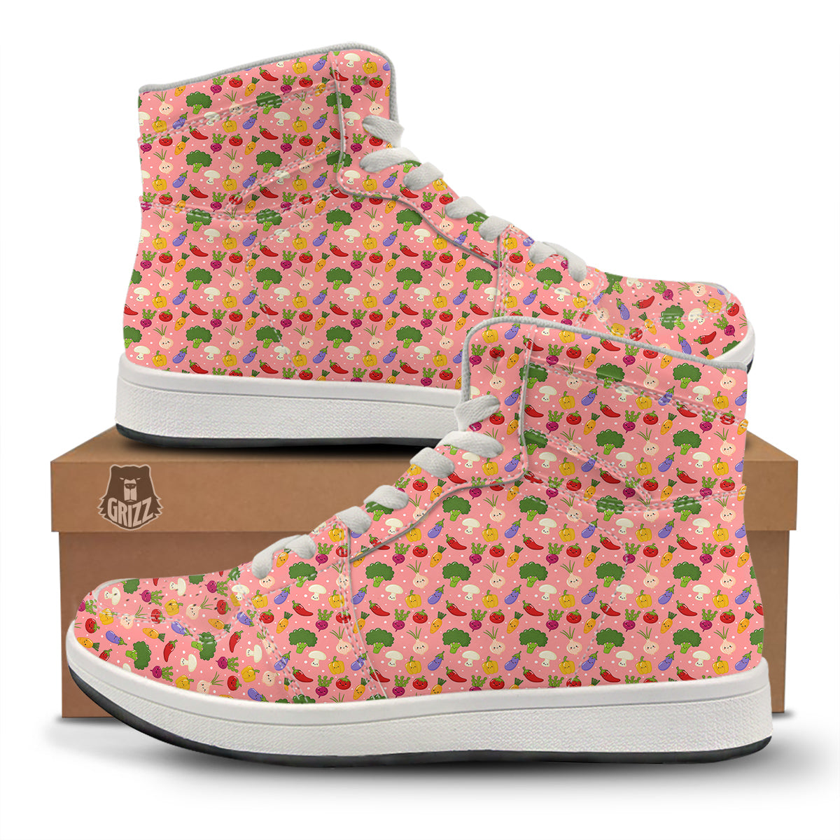 Vegan Cute Print Pattern High Top Sneakers-grizzshop