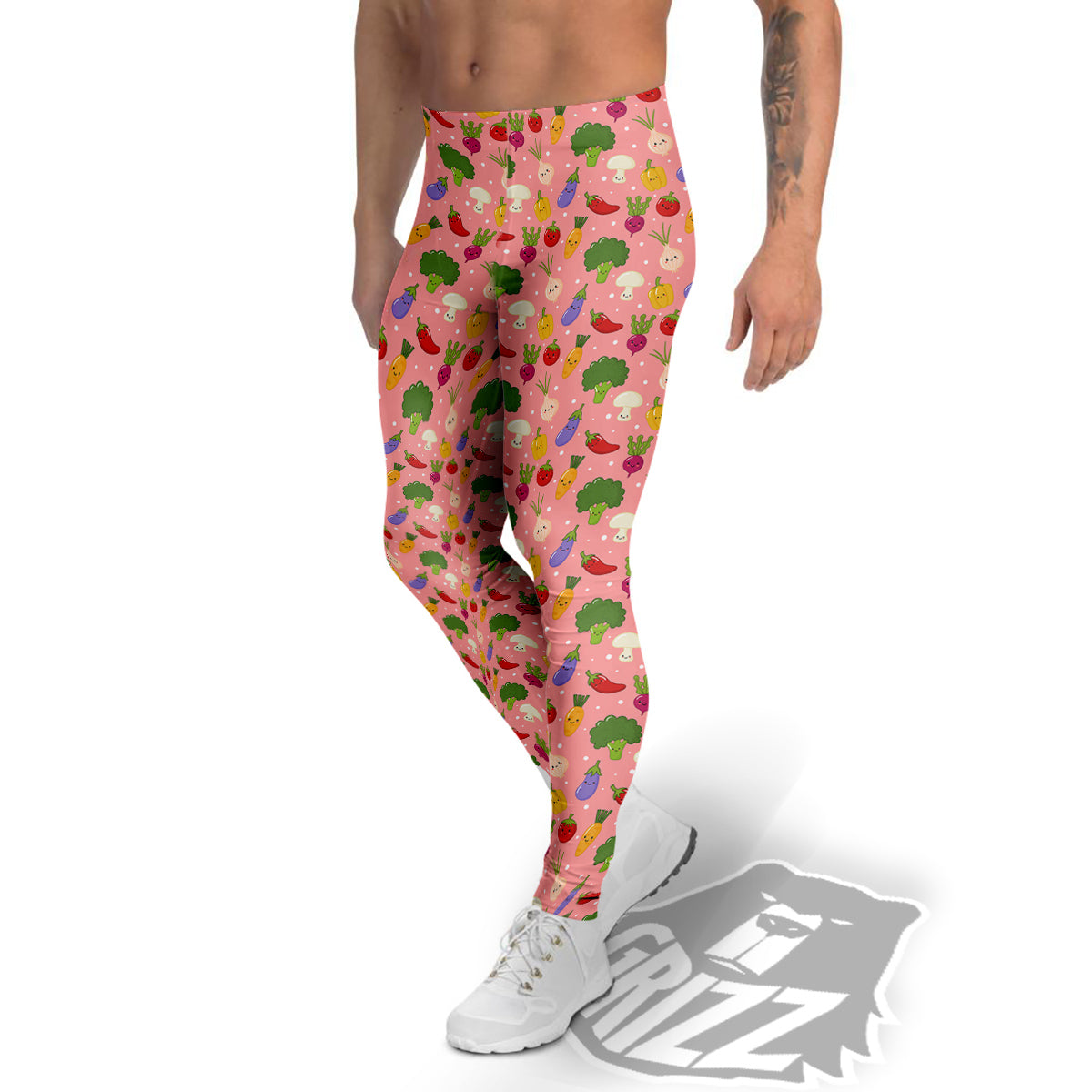 Vegan Cute Print Pattern Men's Leggings-grizzshop