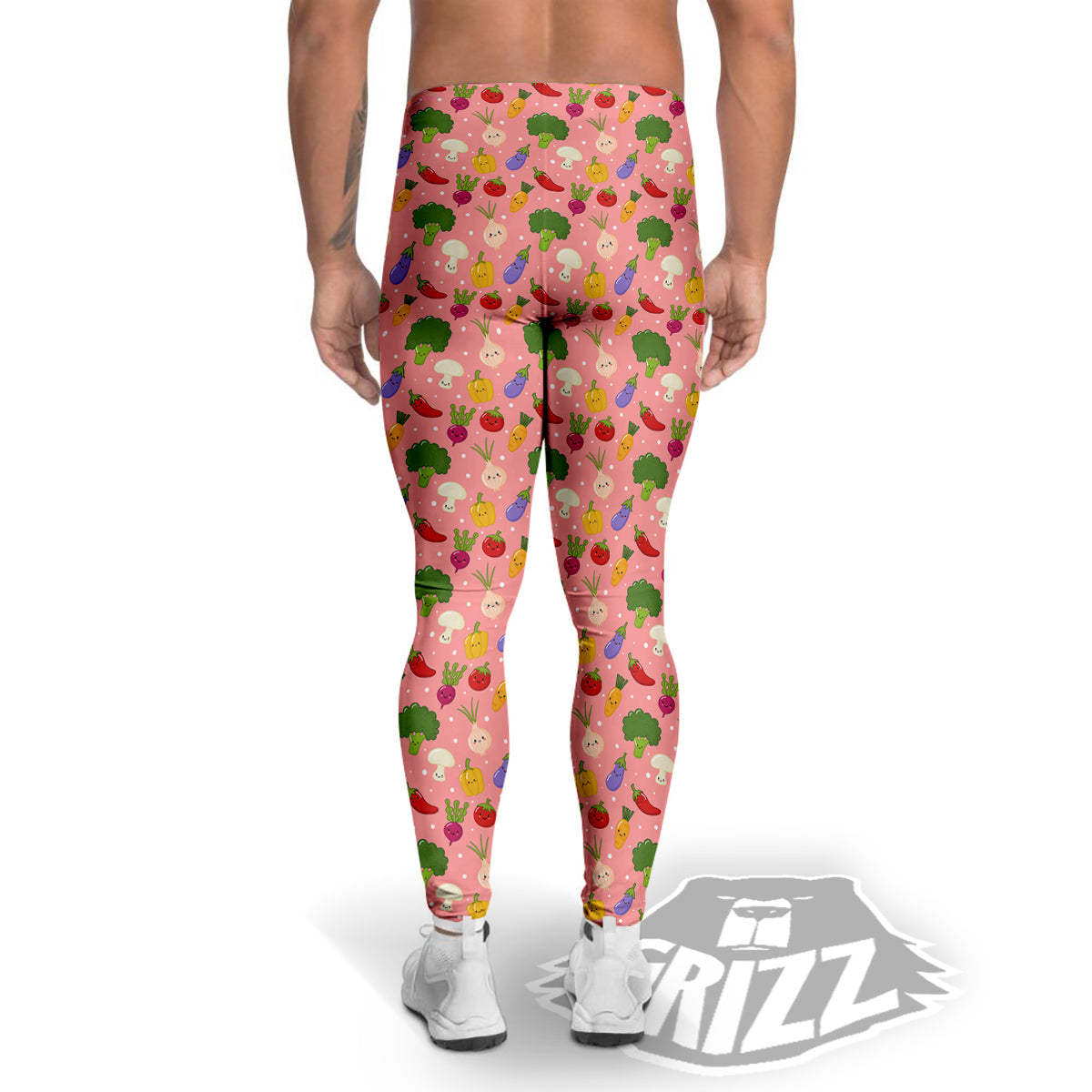 Vegan Cute Print Pattern Men's Leggings-grizzshop