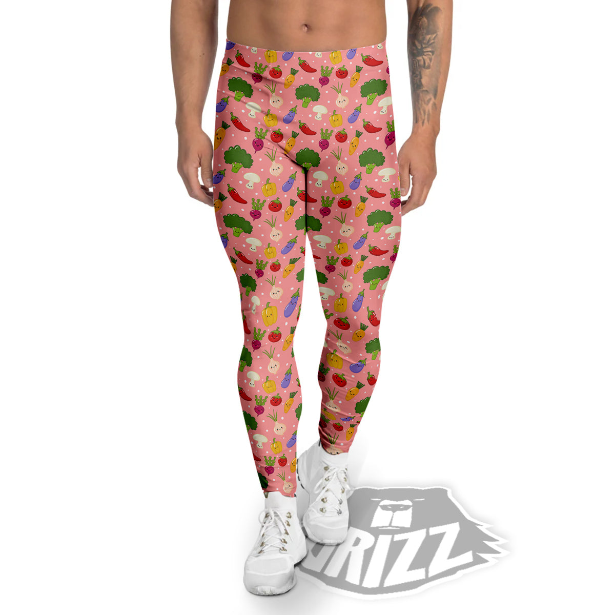 Vegan Cute Print Pattern Men's Leggings-grizzshop