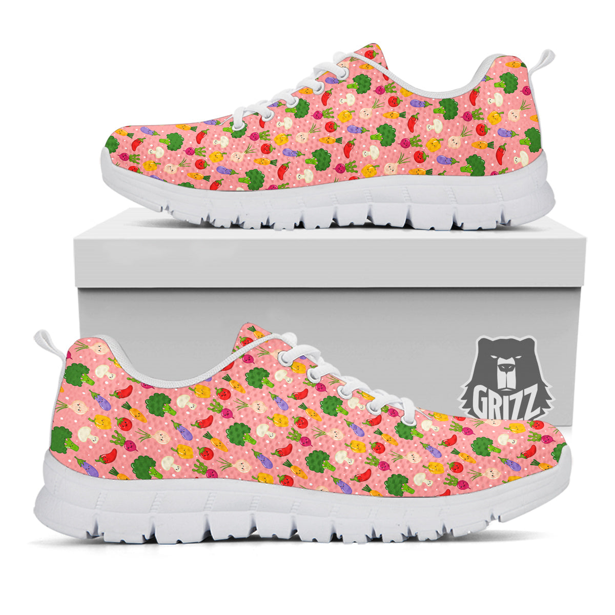 Vegan Cute Print Pattern White Sneaker-grizzshop