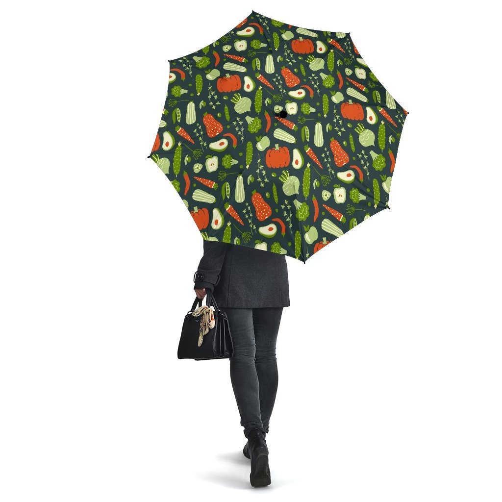 Vegan Pattern Print Automatic Foldable Umbrella-grizzshop
