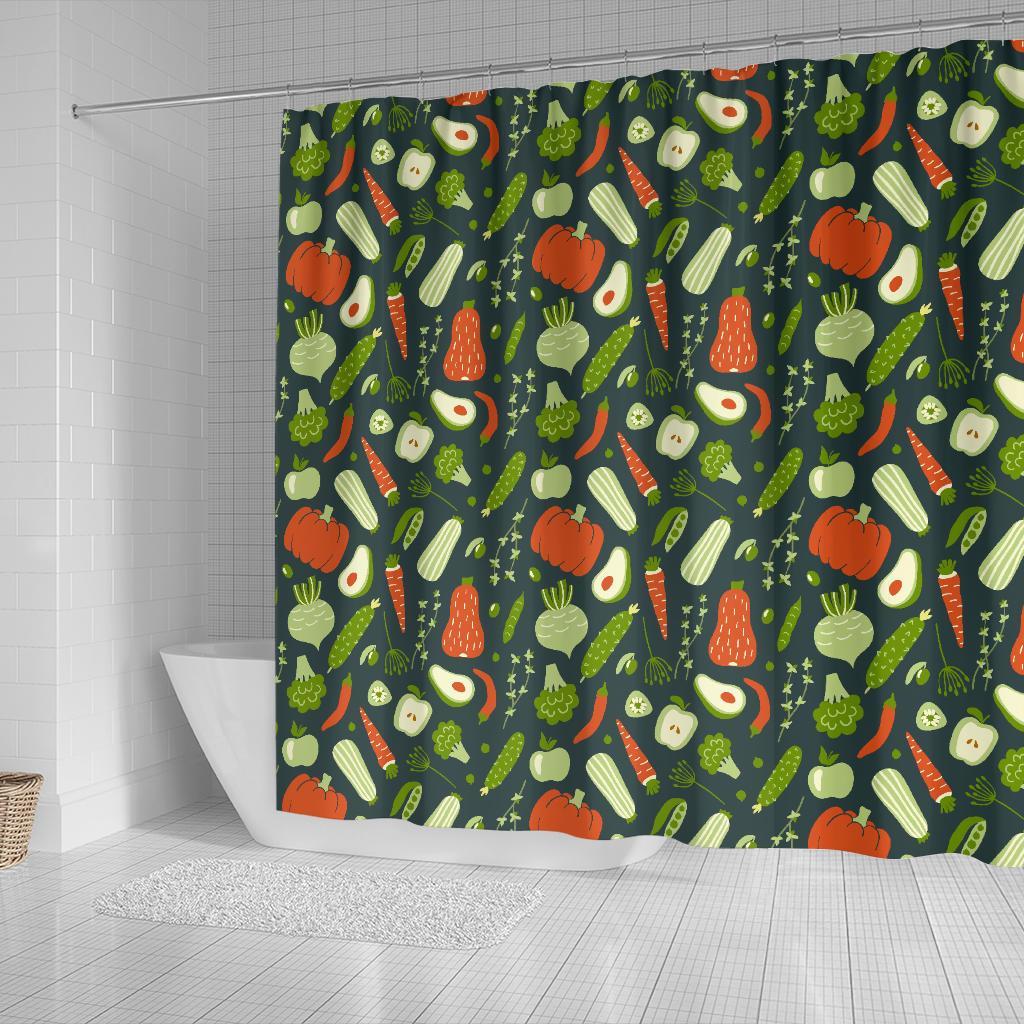 Vegan Pattern Print Bathroom Shower Curtain-grizzshop