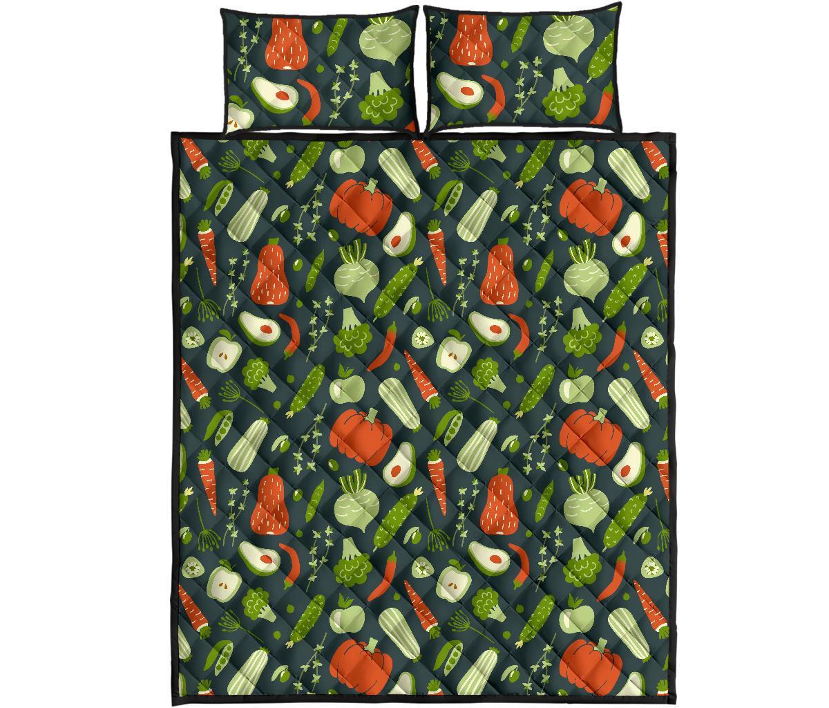 Vegan Pattern Print Bed Set Quilt-grizzshop