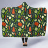 Vegan Pattern Print Hooded Blanket-grizzshop