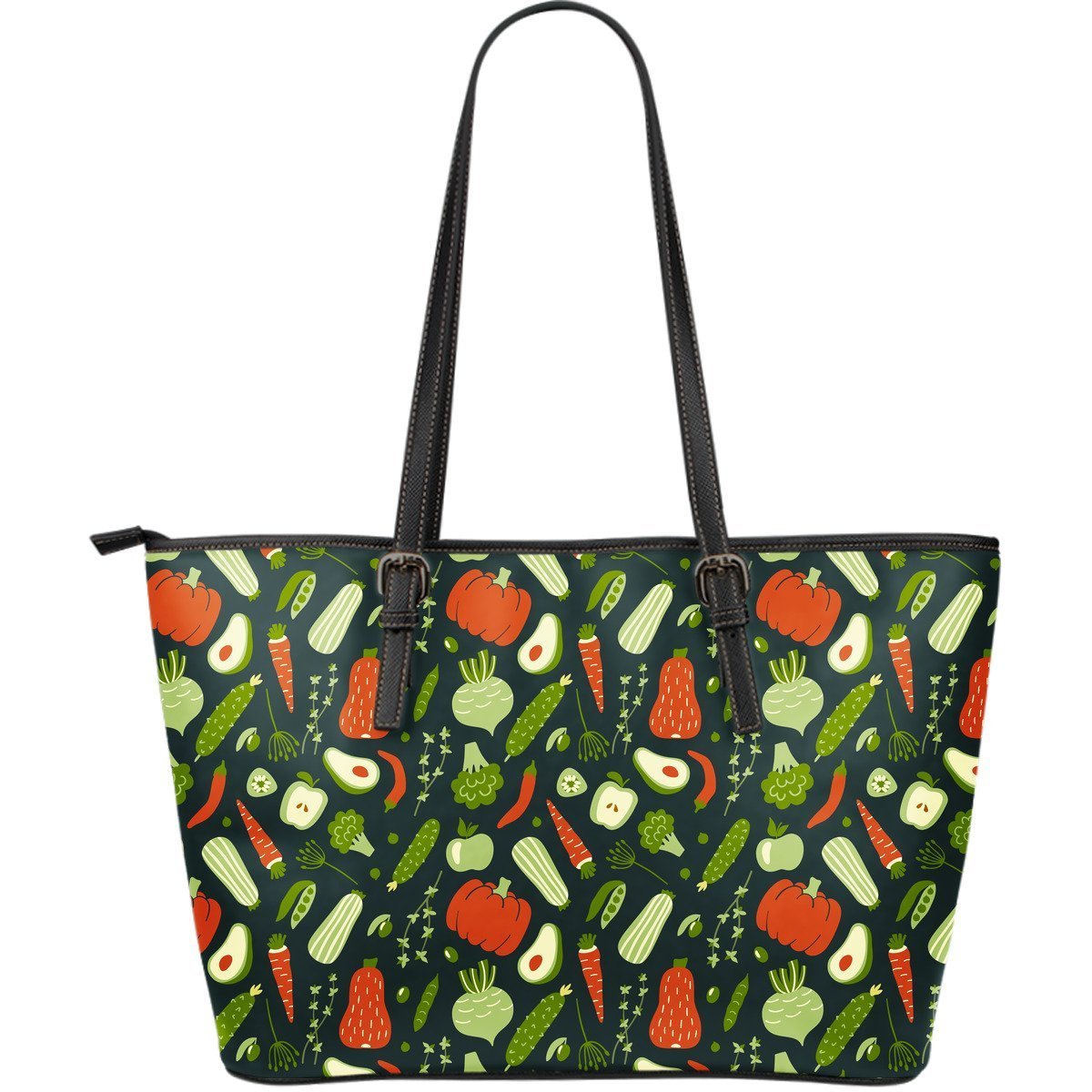 Vegan Pattern Print Leather Tote Bag-grizzshop