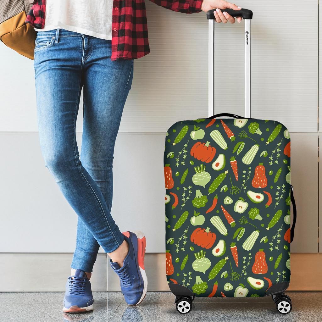 Vegan Pattern Print Luggage Cover Protector-grizzshop