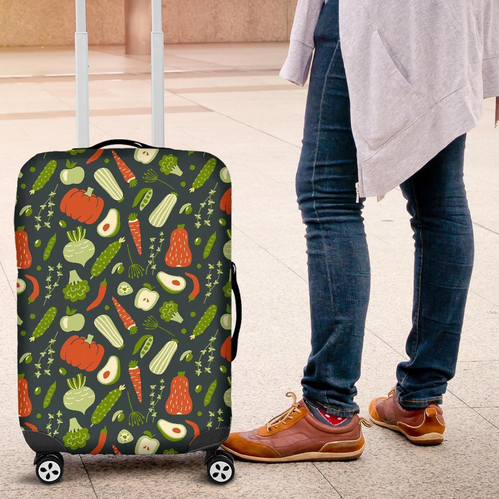 Vegan Pattern Print Luggage Cover Protector-grizzshop