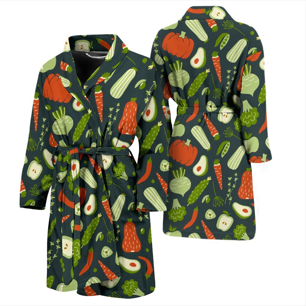Vegan Pattern Print Men Long Robe-grizzshop