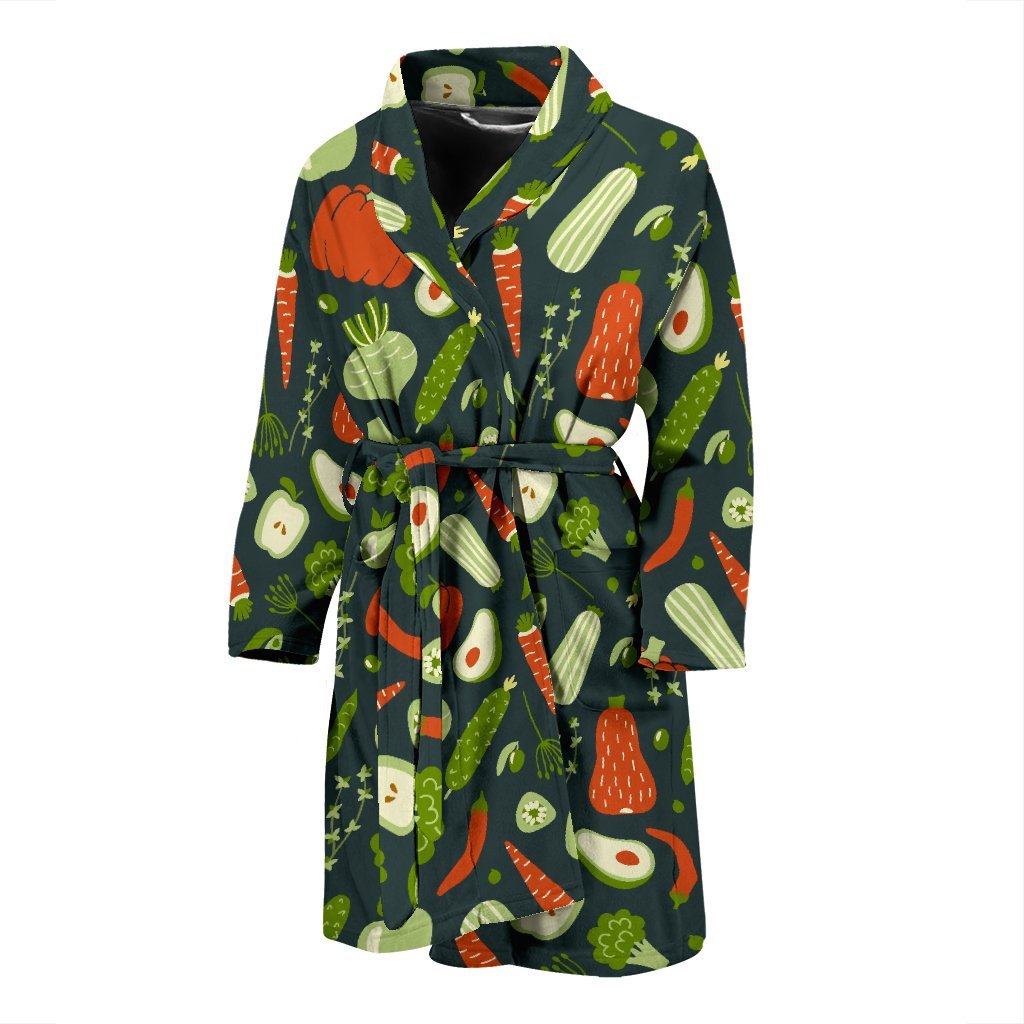 Vegan Pattern Print Men Long Robe-grizzshop
