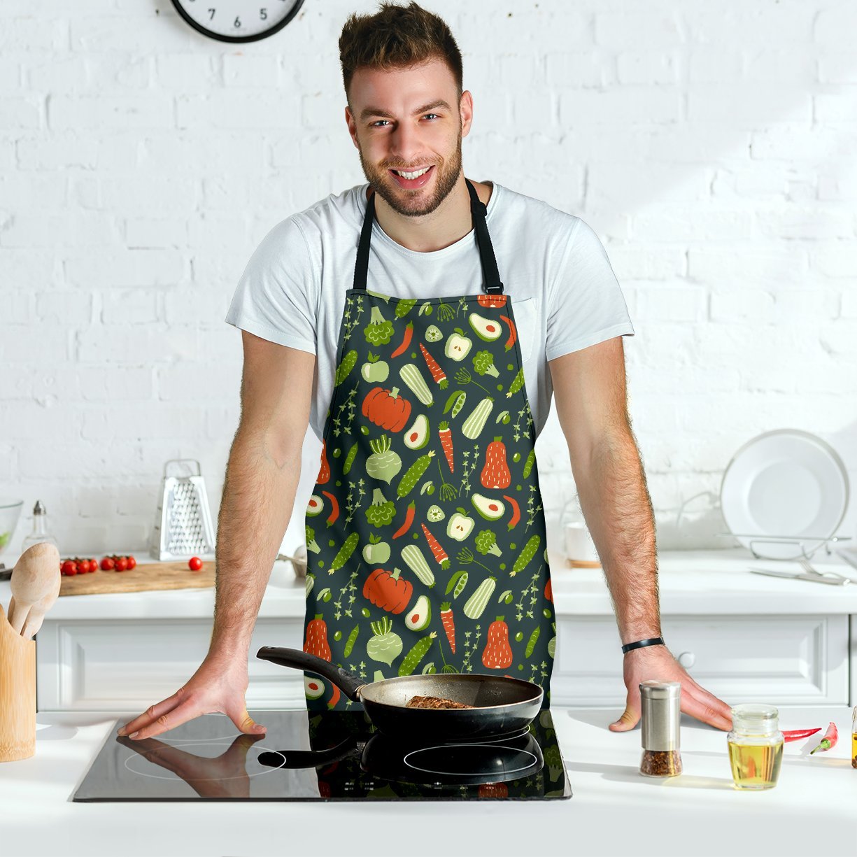 Vegan Pattern Print Men's Apron-grizzshop