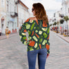 Vegan Pattern Print Women Off Shoulder Sweatshirt-grizzshop