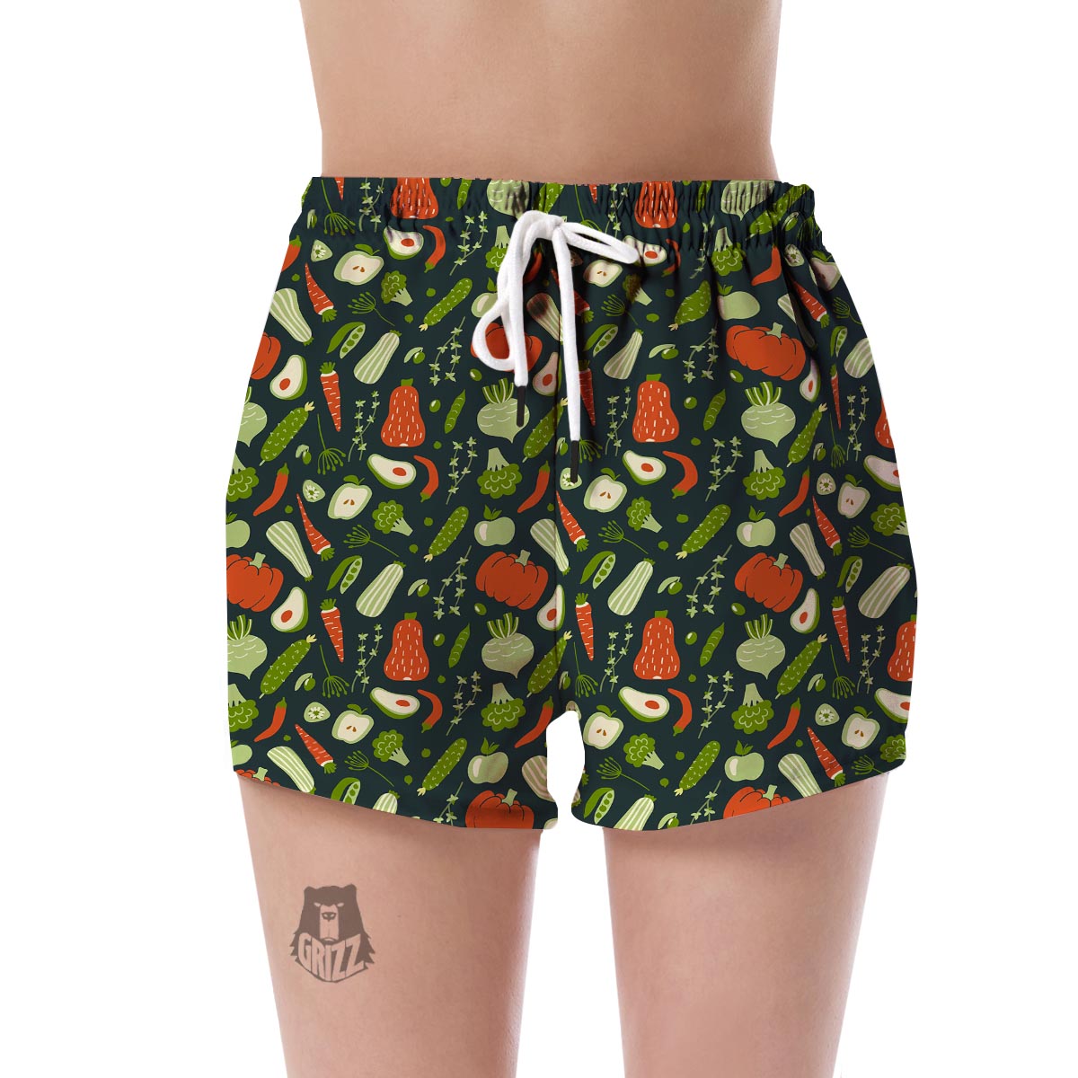 Vegan Pattern Print Women's Shorts-grizzshop