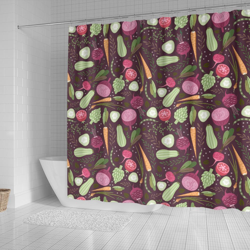 Vegan Print Pattern Bathroom Shower Curtain-grizzshop