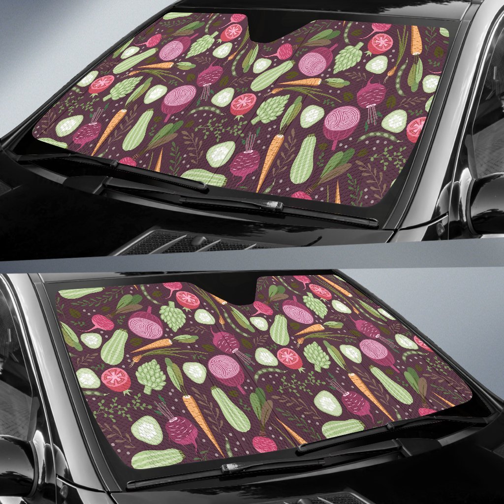 Vegan Print Pattern Car Sun Shade-grizzshop