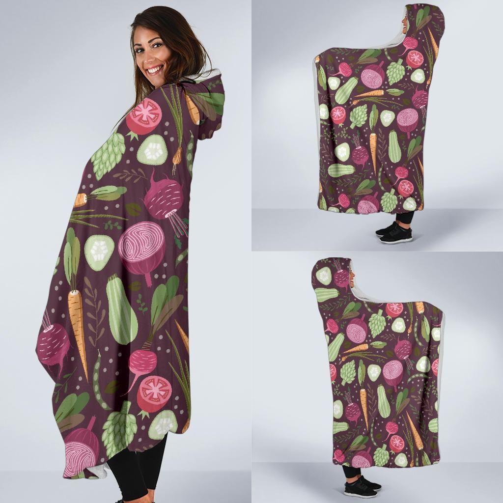 Vegan Print Pattern Hooded Blanket-grizzshop