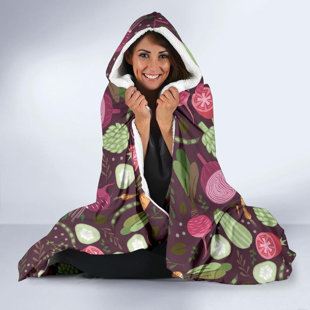 Vegan Print Pattern Hooded Blanket-grizzshop