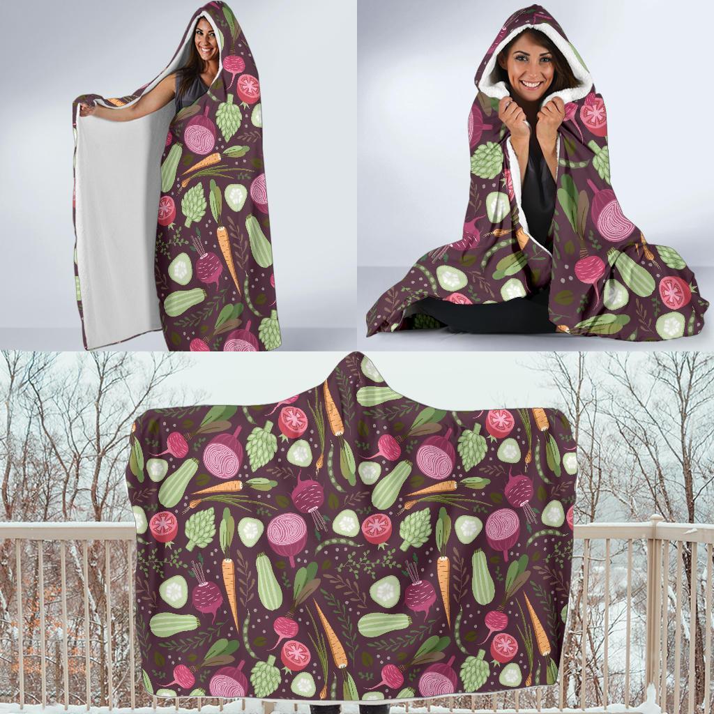 Vegan Print Pattern Hooded Blanket-grizzshop