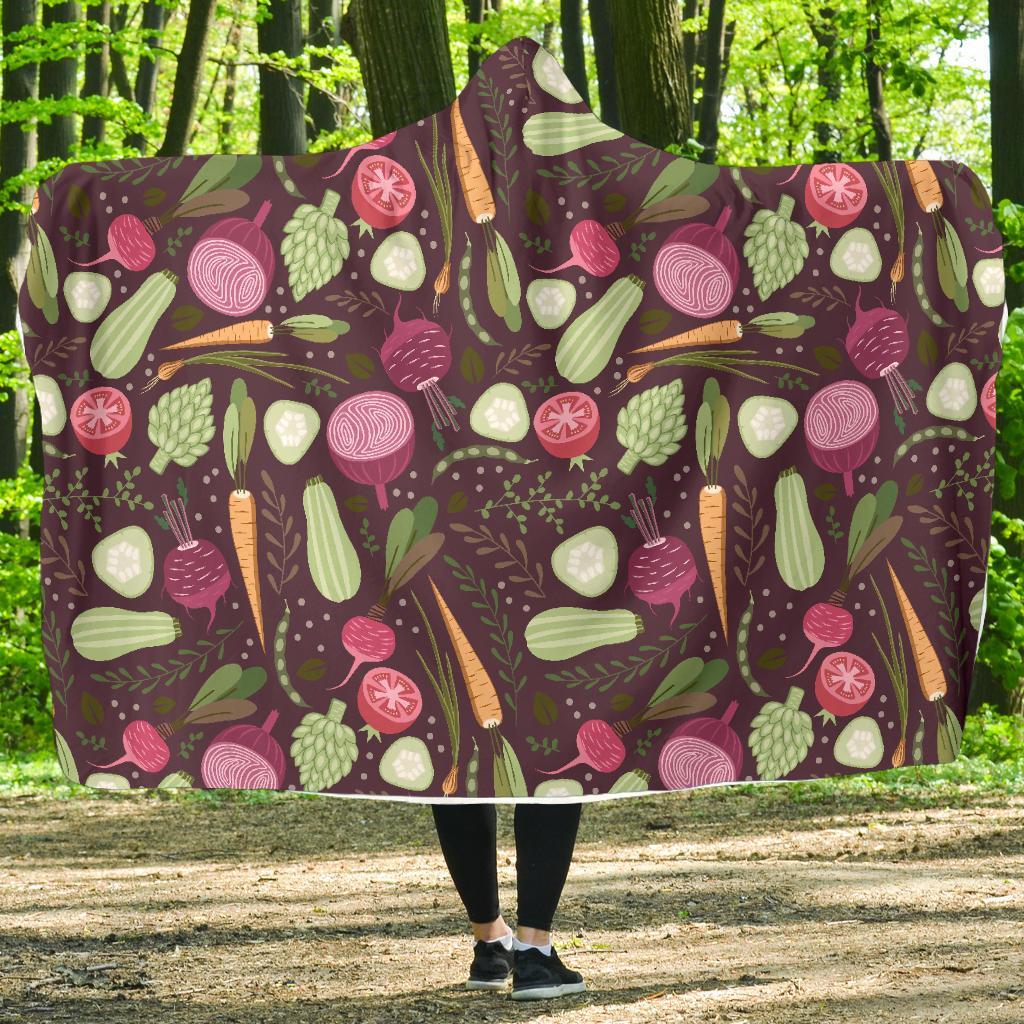 Vegan Print Pattern Hooded Blanket-grizzshop