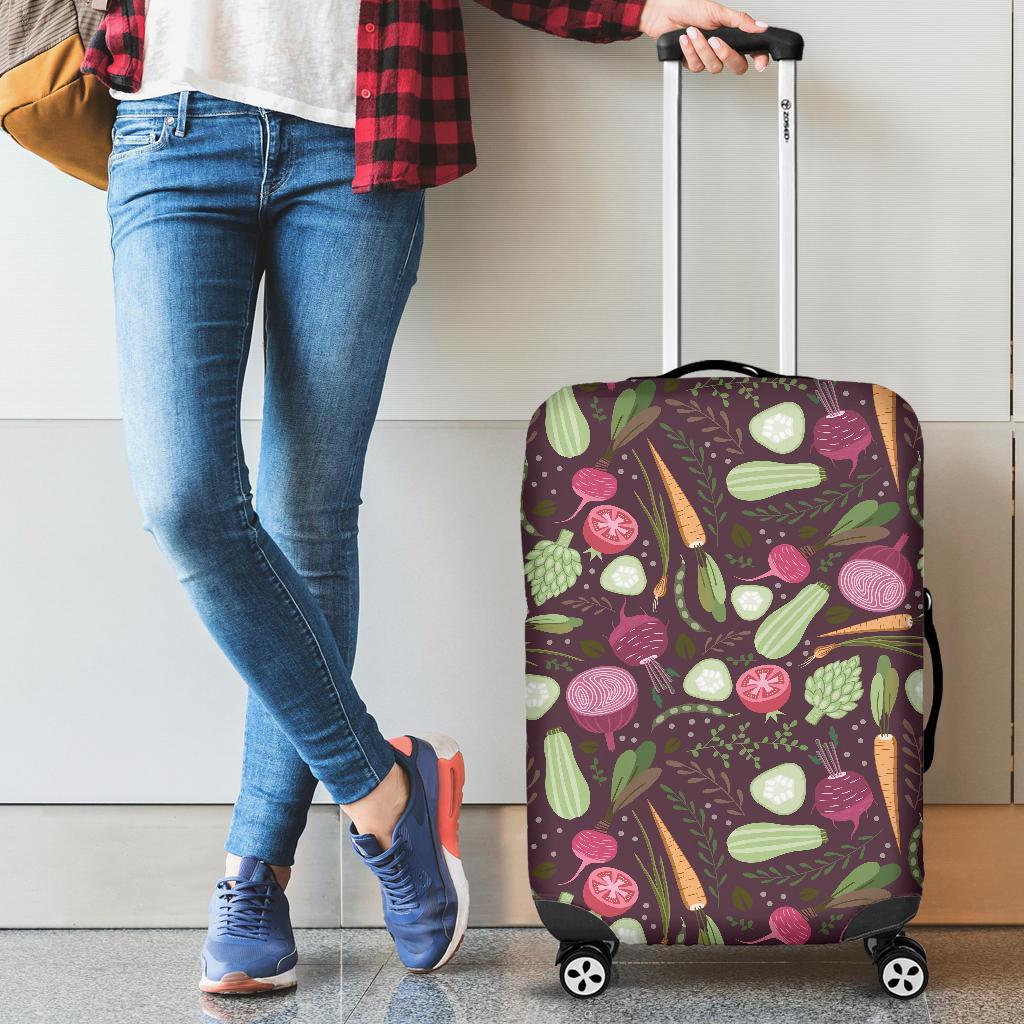 Vegan Print Pattern Luggage Cover Protector-grizzshop