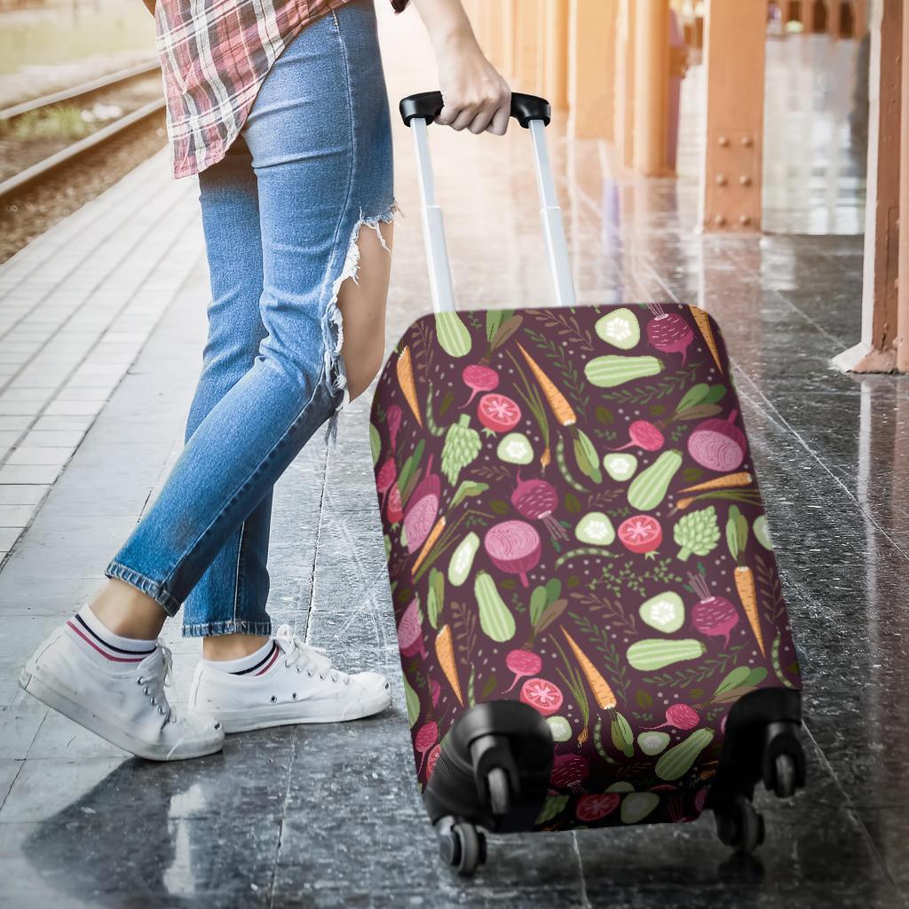 Vegan Print Pattern Luggage Cover Protector-grizzshop