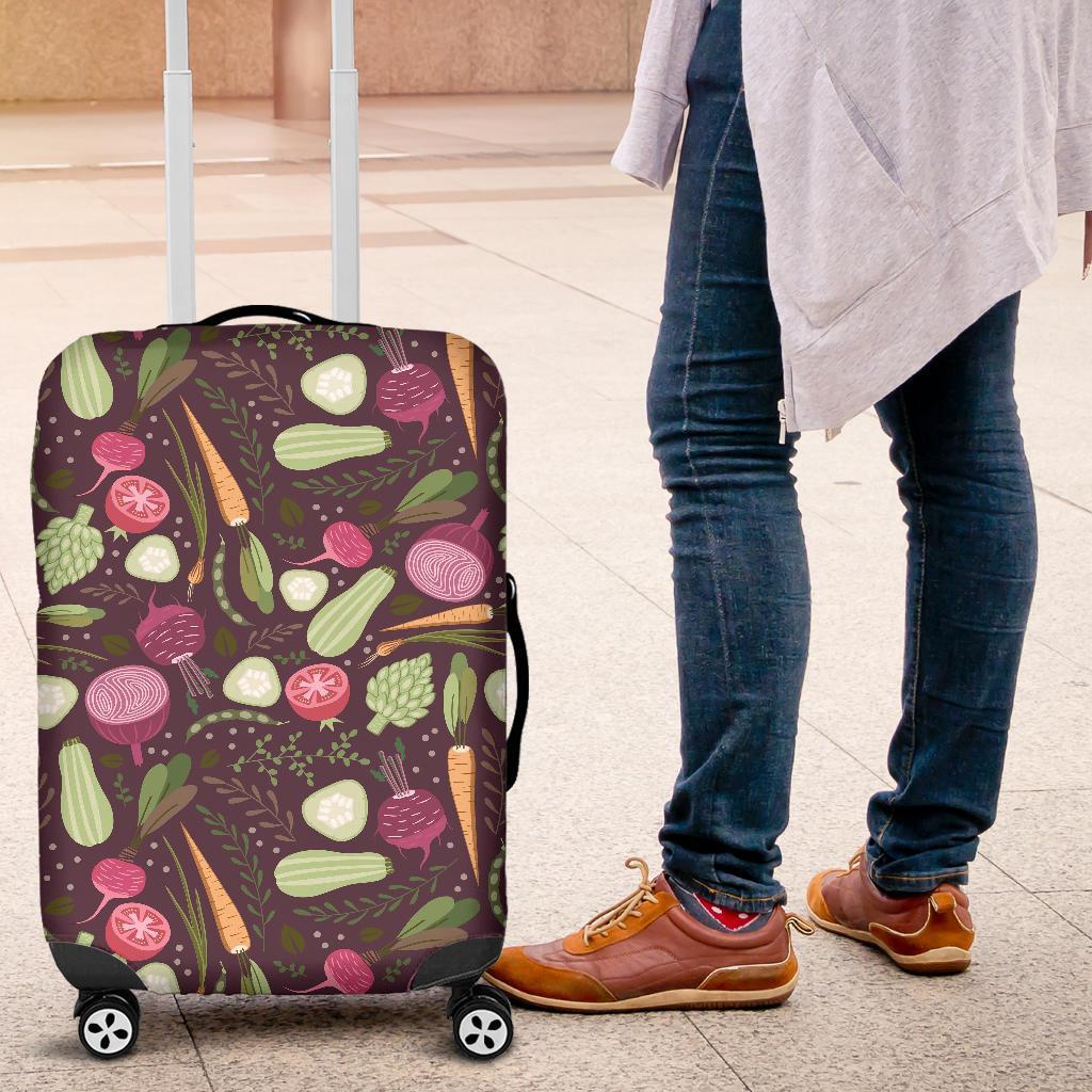 Vegan Print Pattern Luggage Cover Protector-grizzshop