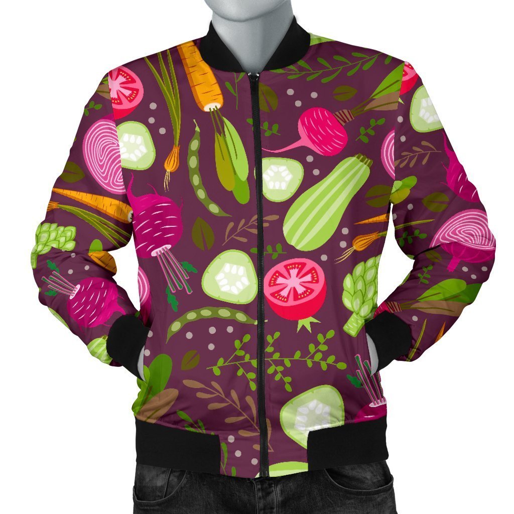 Vegan Print Pattern Men's Bomber Jacket-grizzshop