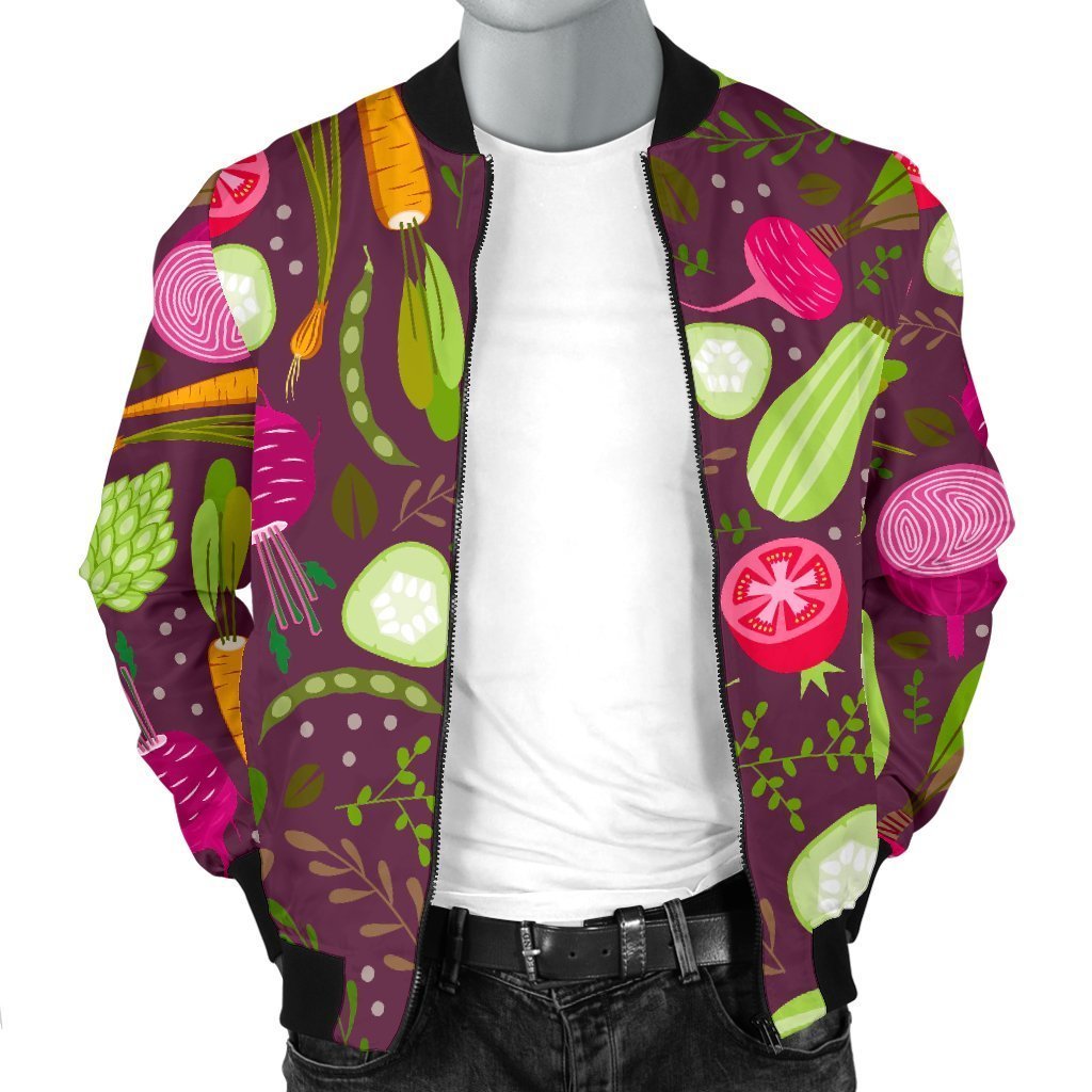 Vegan Print Pattern Men's Bomber Jacket-grizzshop