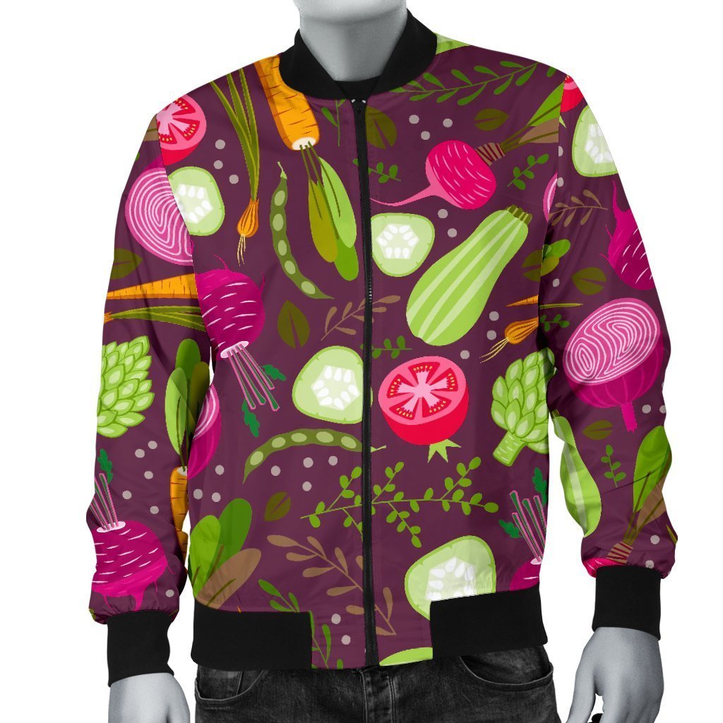 Vegan Print Pattern Men's Bomber Jacket-grizzshop