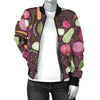 Vegan Print Pattern Women Casual Bomber Jacket-grizzshop