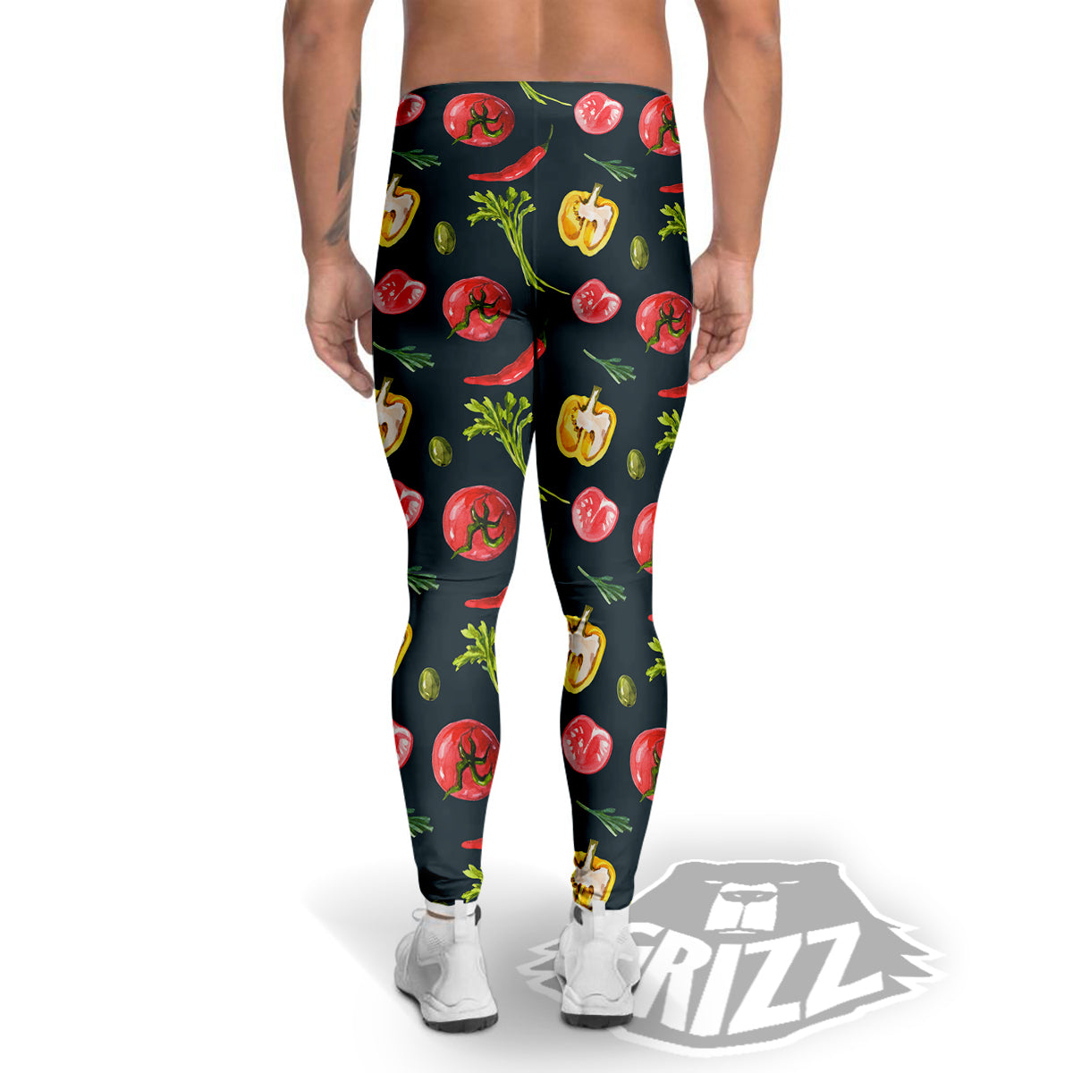 Vegan Watercolor Print Pattern Men's Leggings-grizzshop