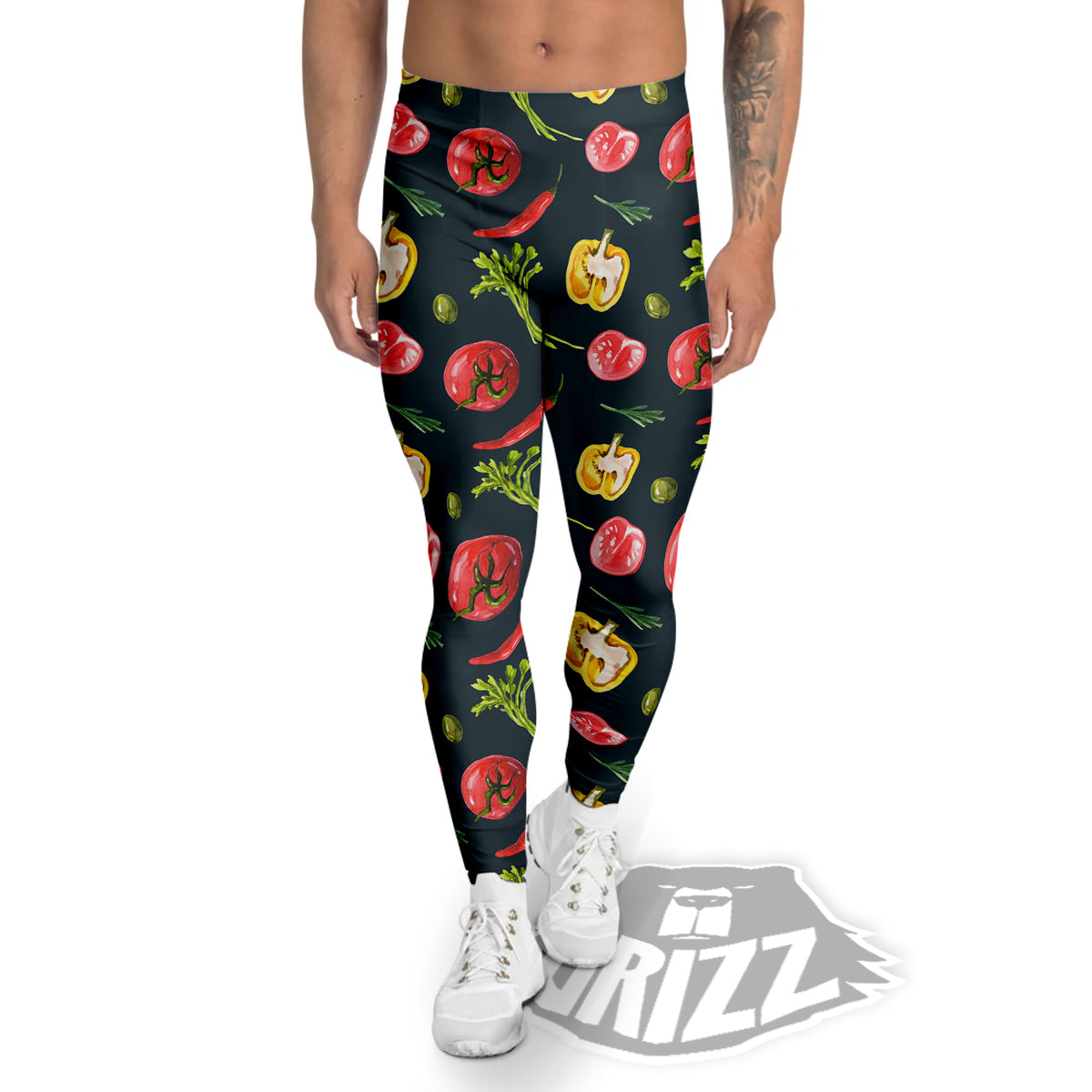 Vegan Watercolor Print Pattern Men's Leggings-grizzshop