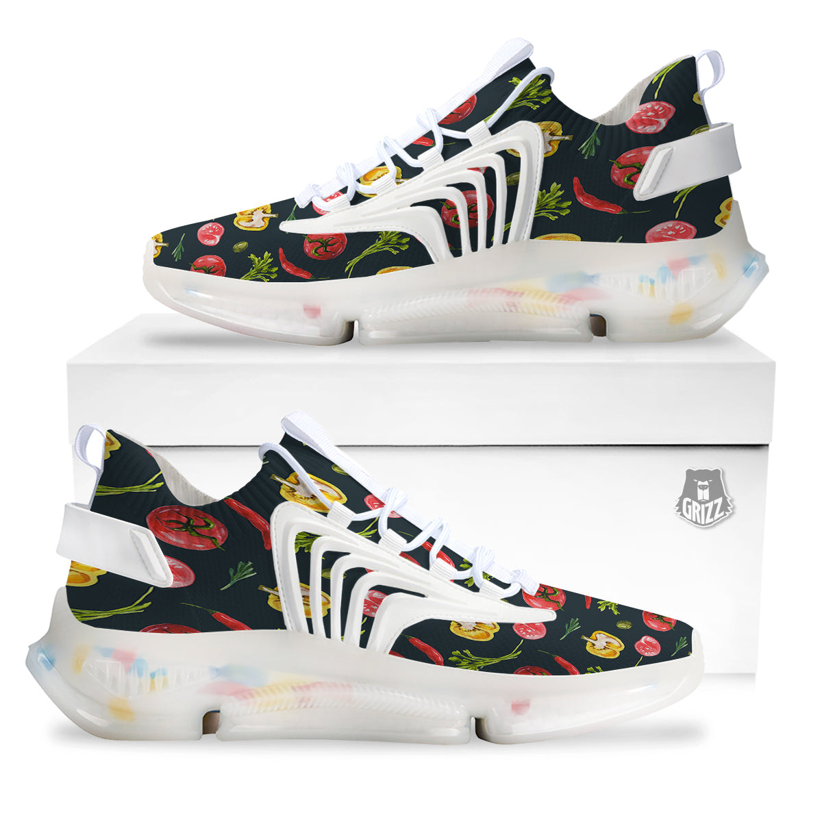 Vegan Watercolor Print Pattern White Gym Shoes-grizzshop