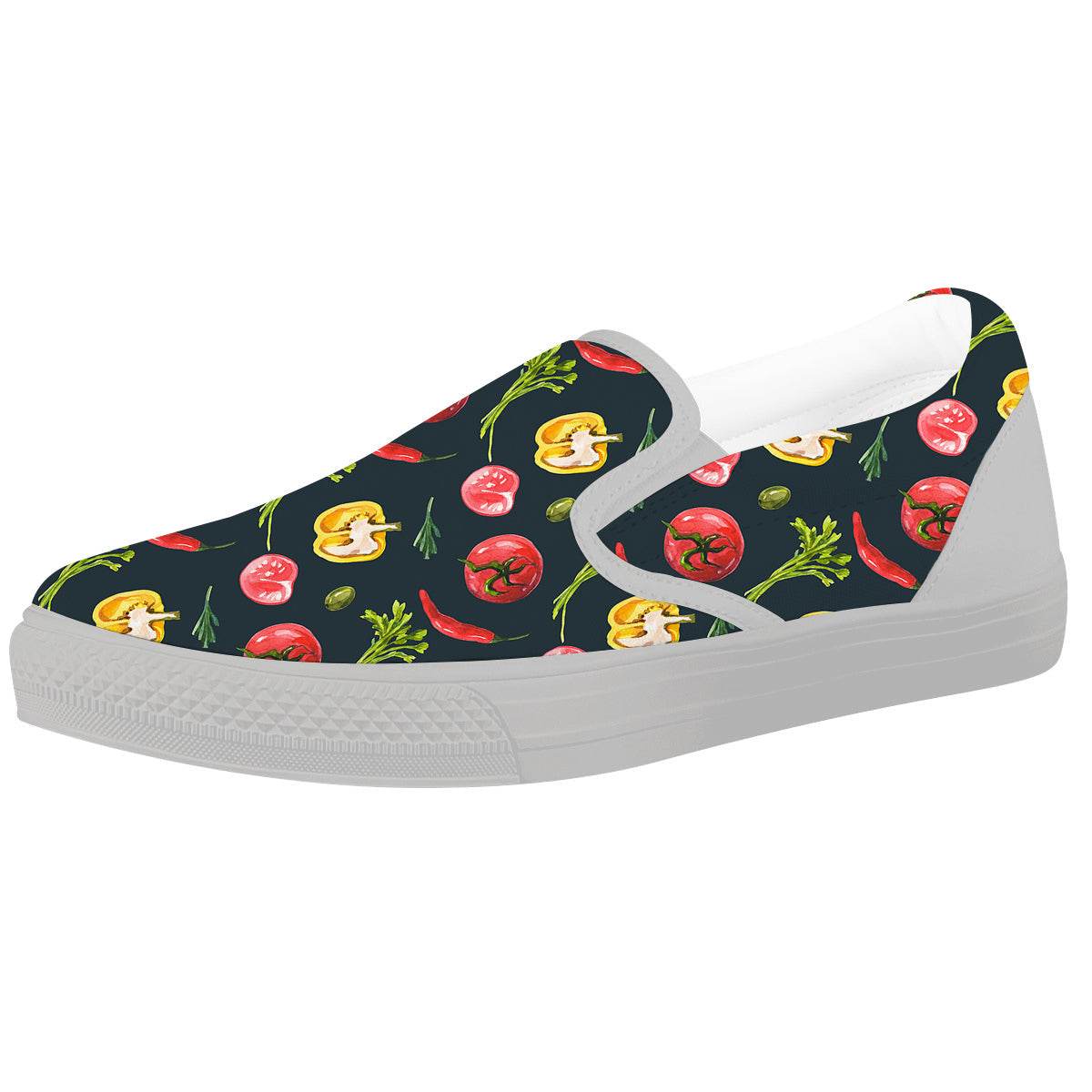 Vegan Watercolor Print Pattern White Slip On Shoes-grizzshop