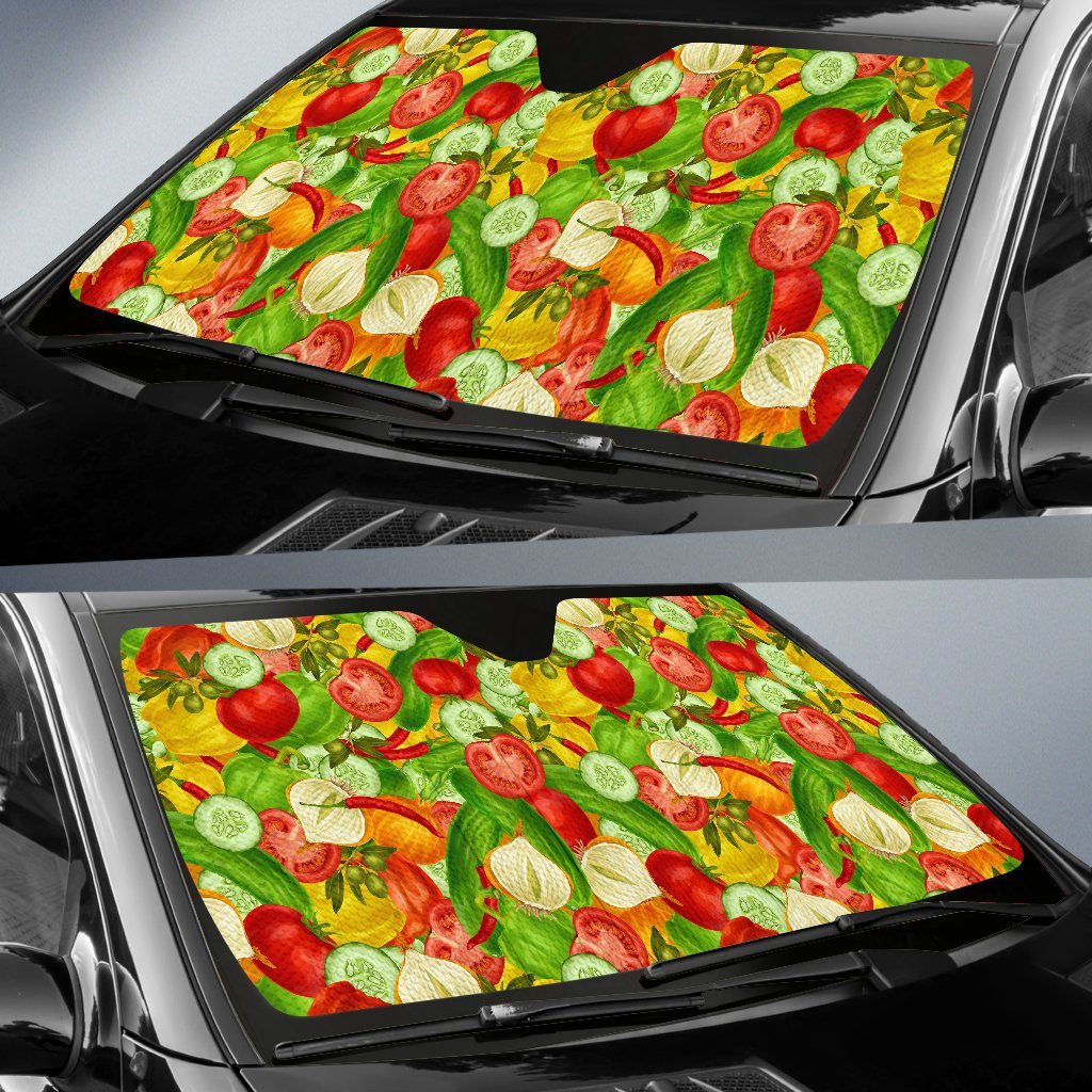 Vegan Colorful Pattern Print Car Sun Shade-grizzshop