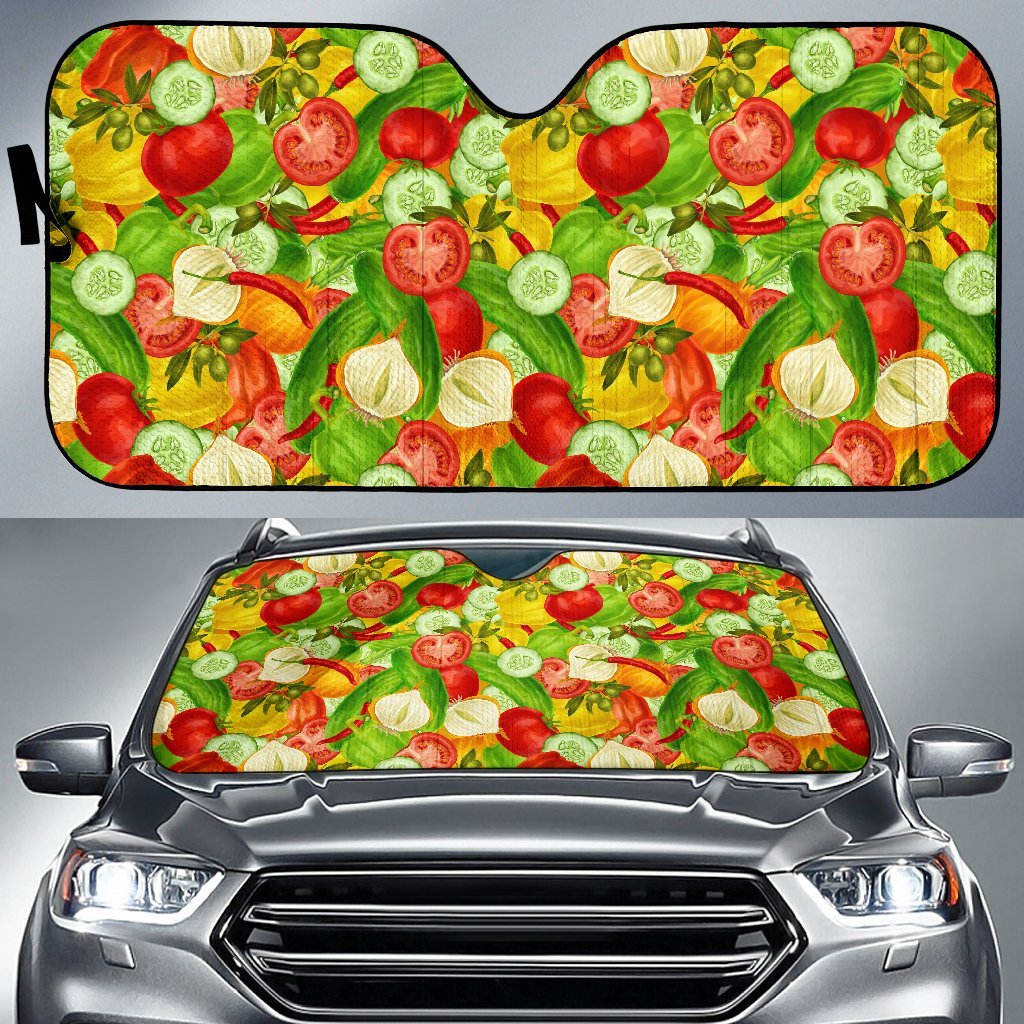 Vegan Colorful Pattern Print Car Sun Shade-grizzshop