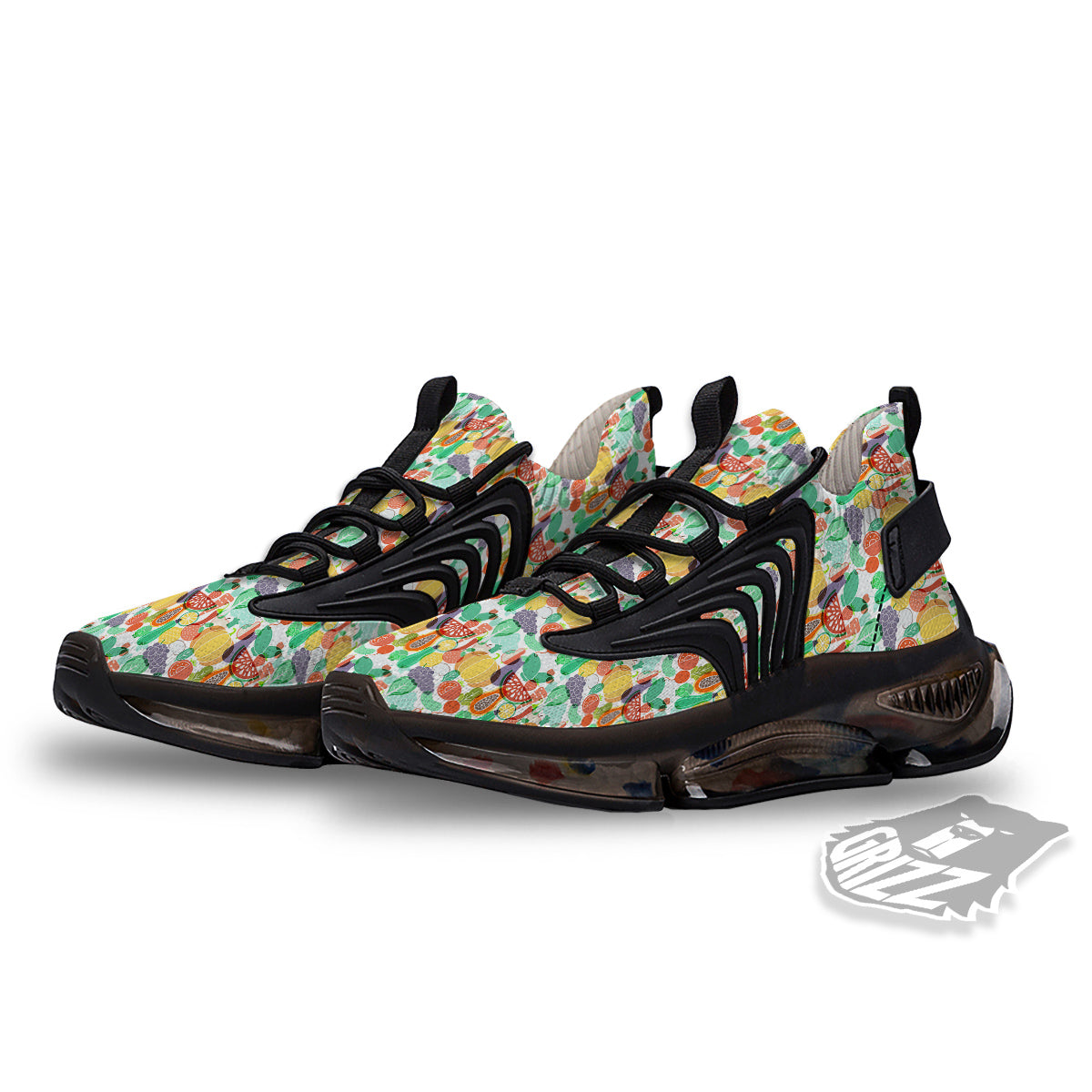 Vegetable Colorful Print Pattern Black Gym Shoes-grizzshop